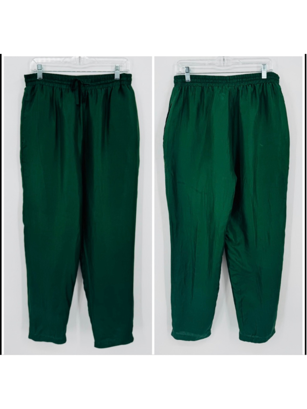 Vintage Unbranded Hunter Green Silk Track Pants S